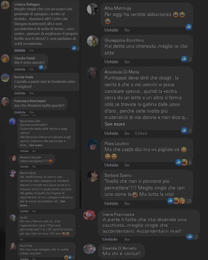 Esemplari di trentenni/quarantenni incarognite